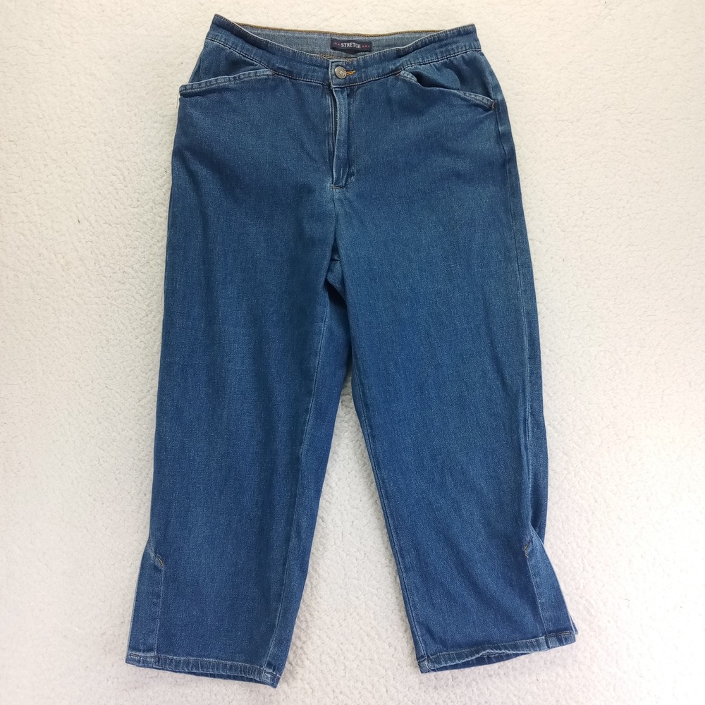 Bill Blass Womens Stretch Denim Capri Jeans Blue Medium Wash Size 10 Cropped